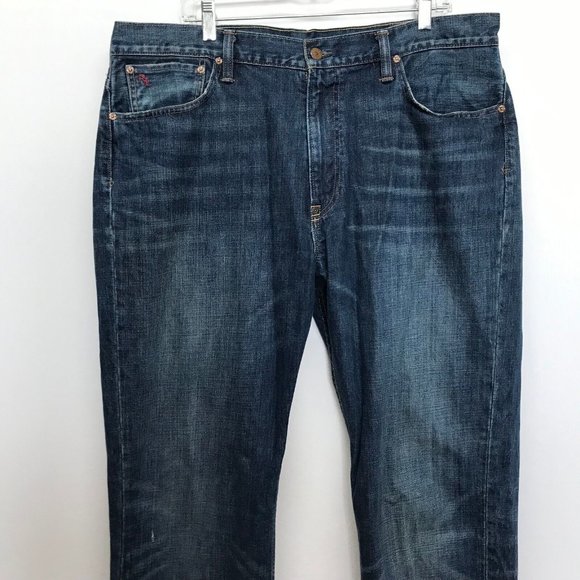 Polo Ralph Lauren Mens Jeans 38x34 Vintage 67 Blue Denim 100% Cotton Med Wash - Picture 2 of 11